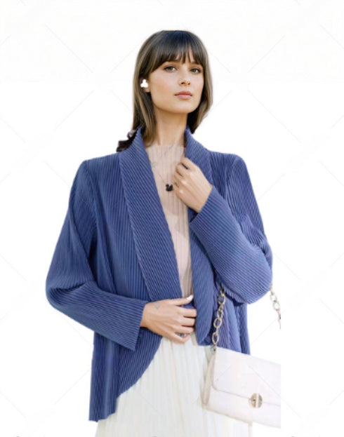 One Button Big Collar Jacket - JK1321 Blue